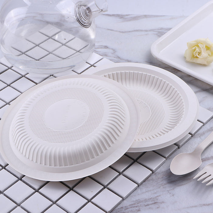 100Pcs Corn Starch Degradable Dinner Plates Eco-Friendly Disposable Tableware