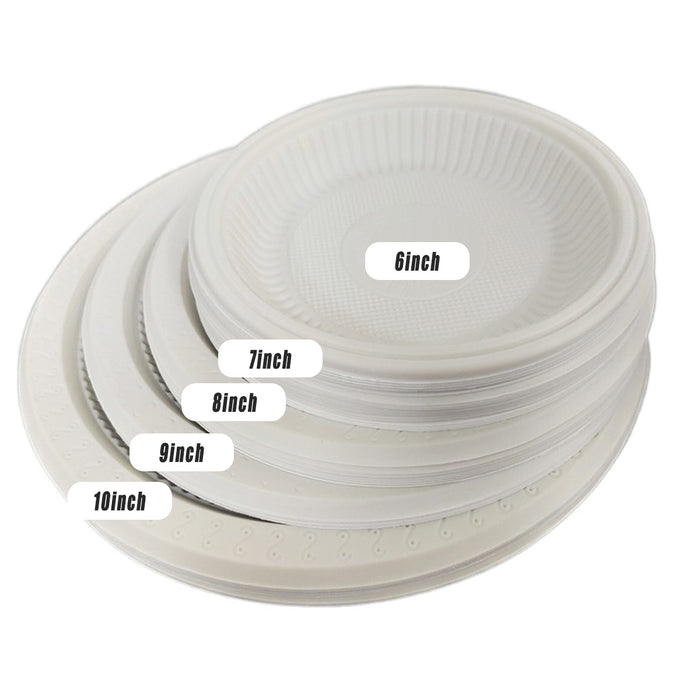 100Pcs Corn Starch Degradable Dinner Plates Eco-Friendly Disposable Tableware