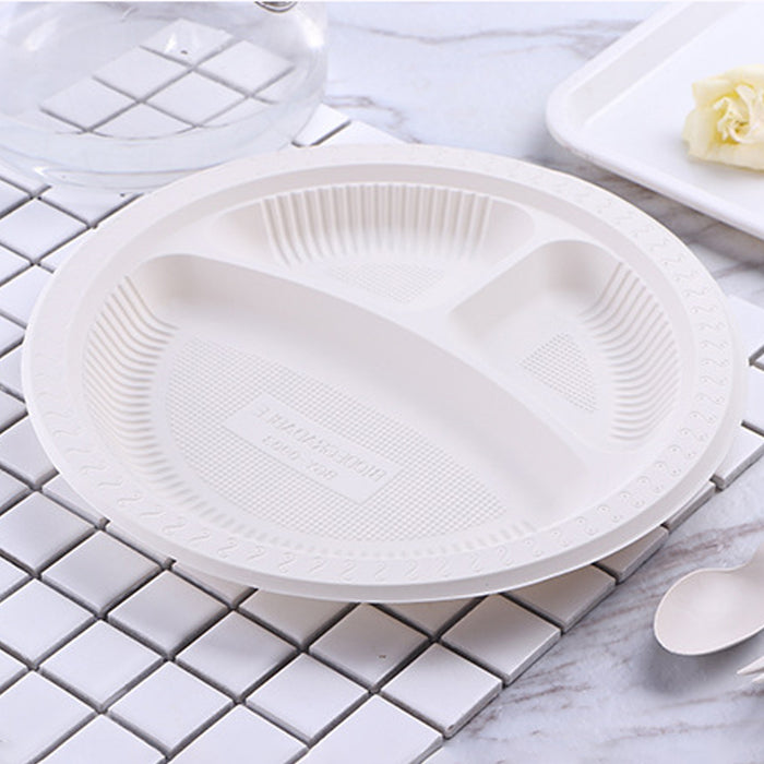 100Pcs Corn Starch Degradable Dinner Plates Eco-Friendly Disposable Tableware