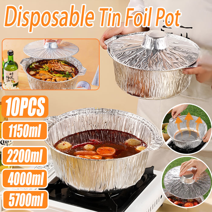 10Pcs Heavy Duty Aluminum Foil Pots for Hotpot Camping Outdoor Cooking