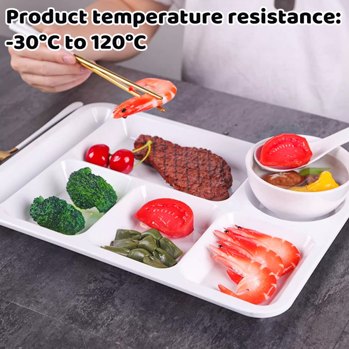 5PCS White Divided Plates 6 Compartment