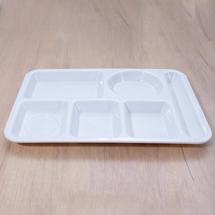 5PCS White Divided Plates 6 Compartment