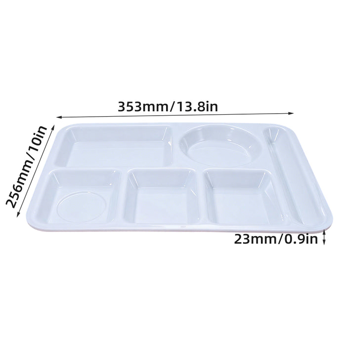 5PCS White Divided Plates 6 Compartment