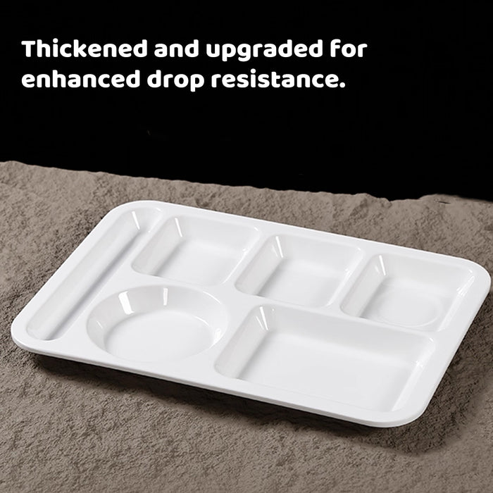 5PCS White Divided Plates 6 Compartment