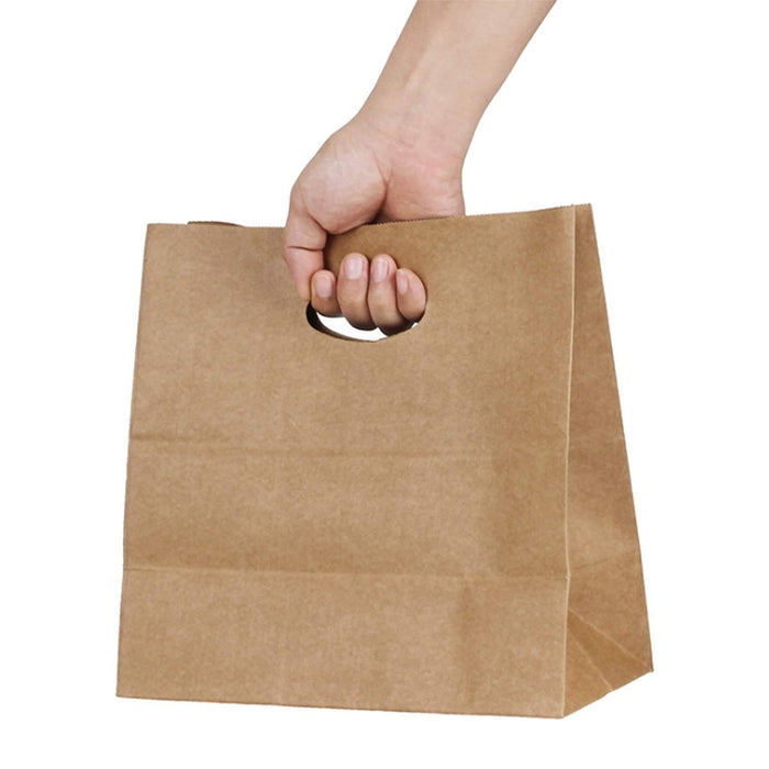 50 Pcs Kraft Paper Tote Bags with Die-Cut Handles for Party and Gift Packaging