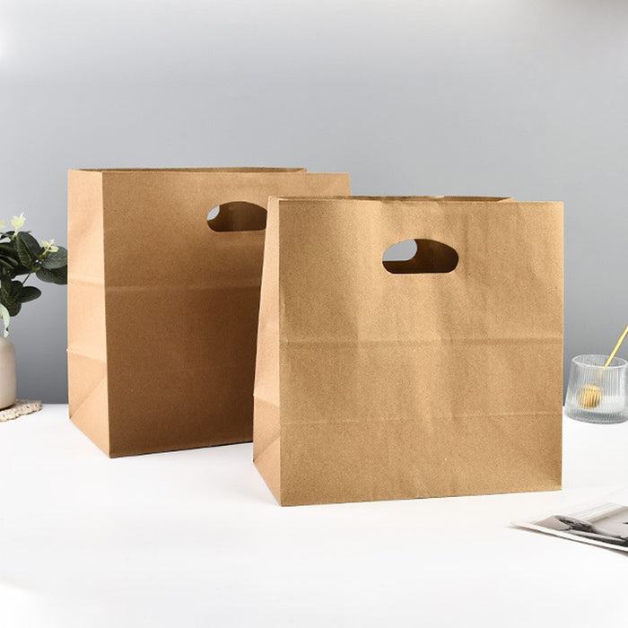 50 Pcs Kraft Paper Tote Bags with Die-Cut Handles for Party and Gift Packaging