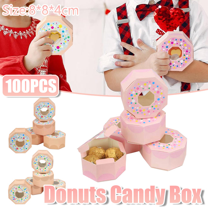 100PCS Doughnut Polygon Candy Boxes – Fun Party Gift Packaging