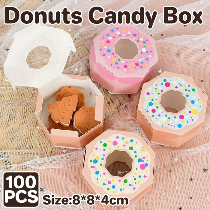 100PCS Doughnut Polygon Candy Boxes – Fun Party Gift Packaging