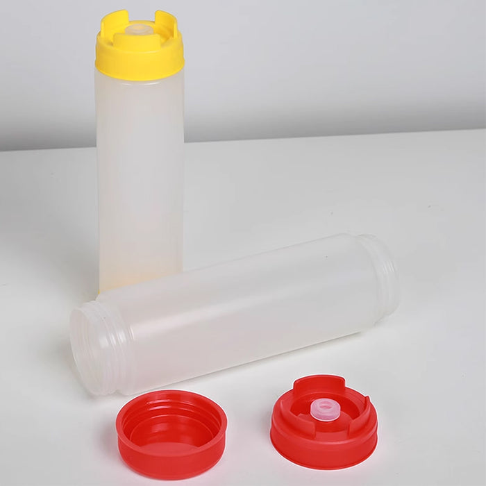 16oz Plastic Squeeze Sauce Bottles Double-Ended Dispenser, 4pcs
