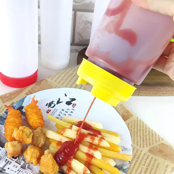 16oz Plastic Squeeze Sauce Bottles Double-Ended Dispenser, 4pcs