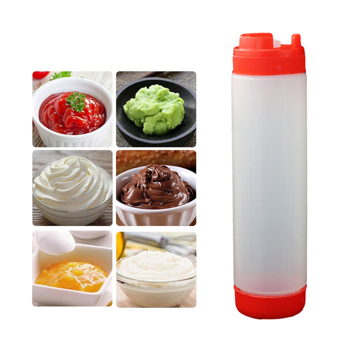 16oz Plastic Squeeze Sauce Bottles Double-Ended Dispenser, 4pcs