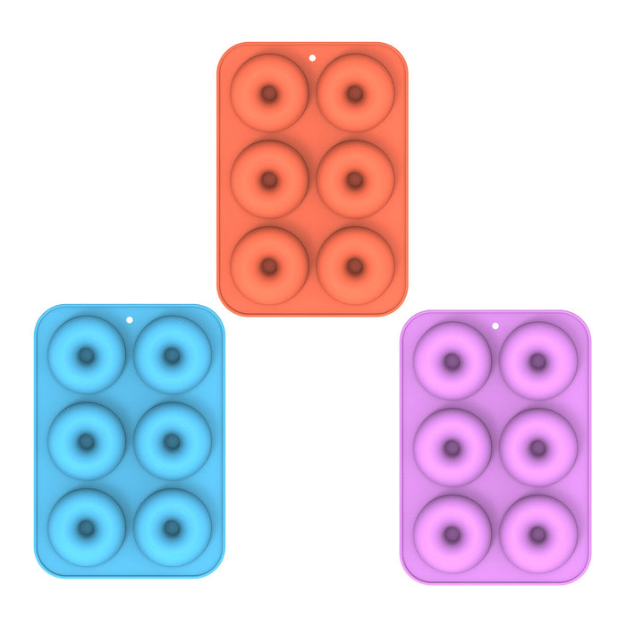 3 Pcs Silicone Donut Mould Set 6 Cavity Non Stick Oven Microwave Freezer Safe