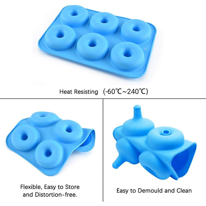 3 Pcs Silicone Donut Mould Set 6 Cavity Non Stick Oven Microwave Freezer Safe
