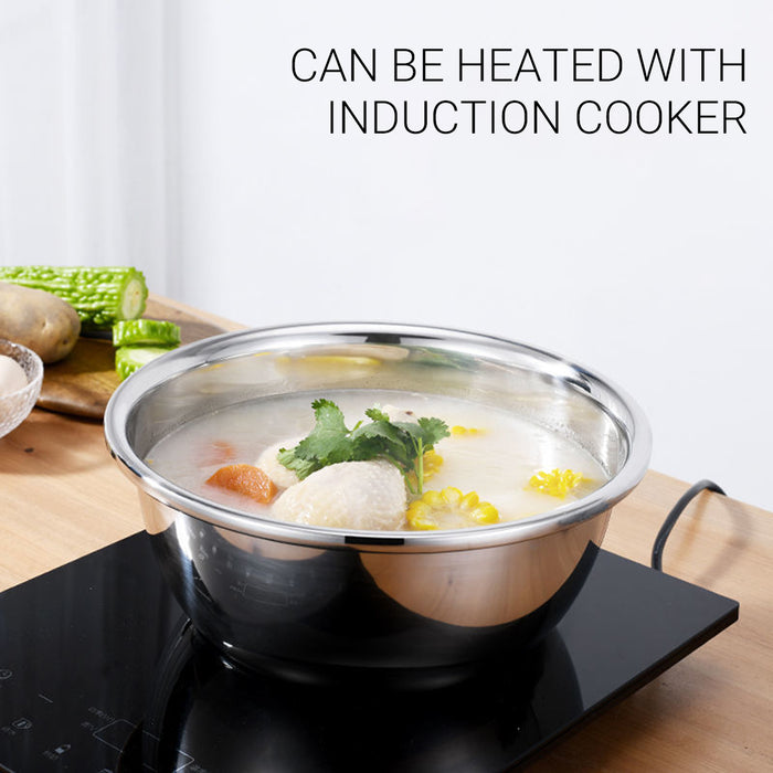 3 Pcs Stainless Steel Colander Basin Mixing Bowl Set with Grater