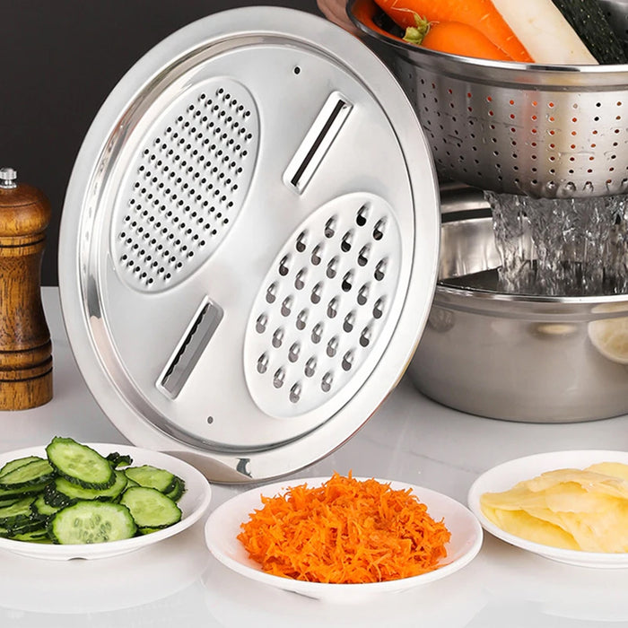 3 Pcs Stainless Steel Colander Basin Mixing Bowl Set with Grater