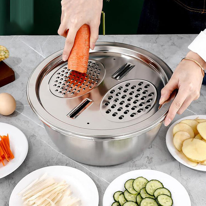 3 Pcs Stainless Steel Colander Basin Mixing Bowl Set with Grater
