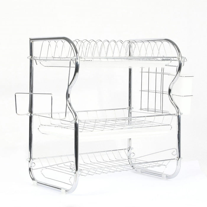3 Tier Dish Rack Drainer With Tray Cutlery Holder White