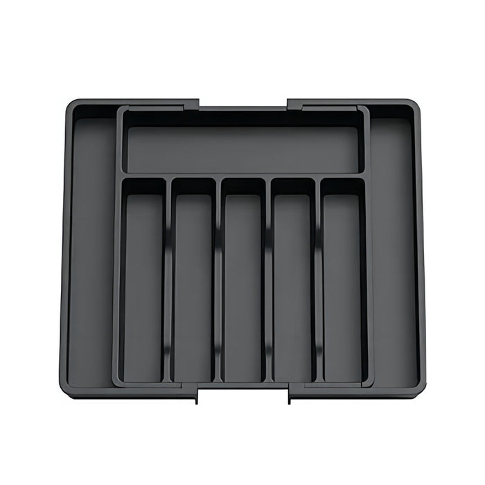 Expandable Cutlery Organiser Tray with Adjustable Width in Black
