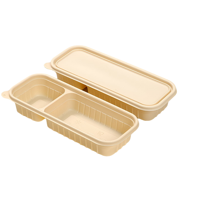 50Pcs Biodegradable Corn Starch Food Containers with Lids, 24.5x10.1x3.6cm