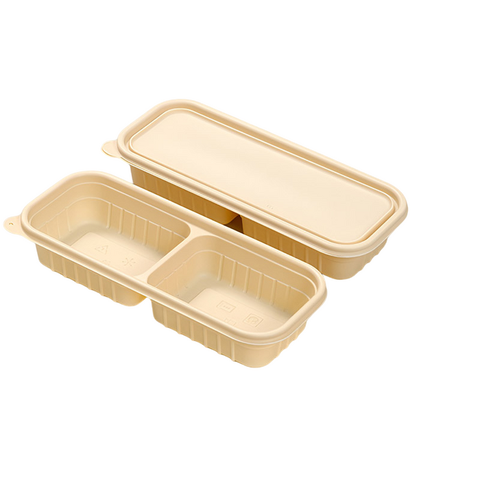 50Pcs Biodegradable Corn Starch Food Containers with Lids, 24.5x10.1x3.6cm