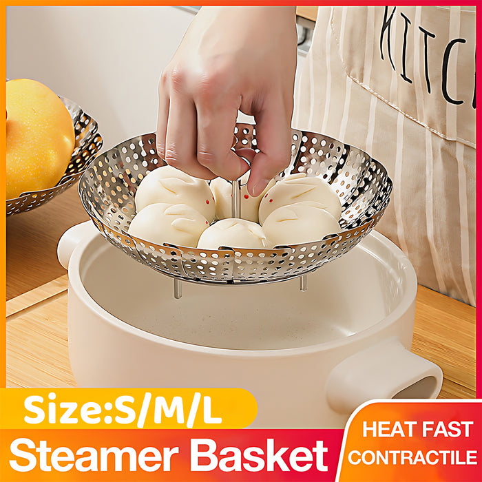 Stainless Steel Steamer Basket, Expandable, Collapsible for Easy Storage
