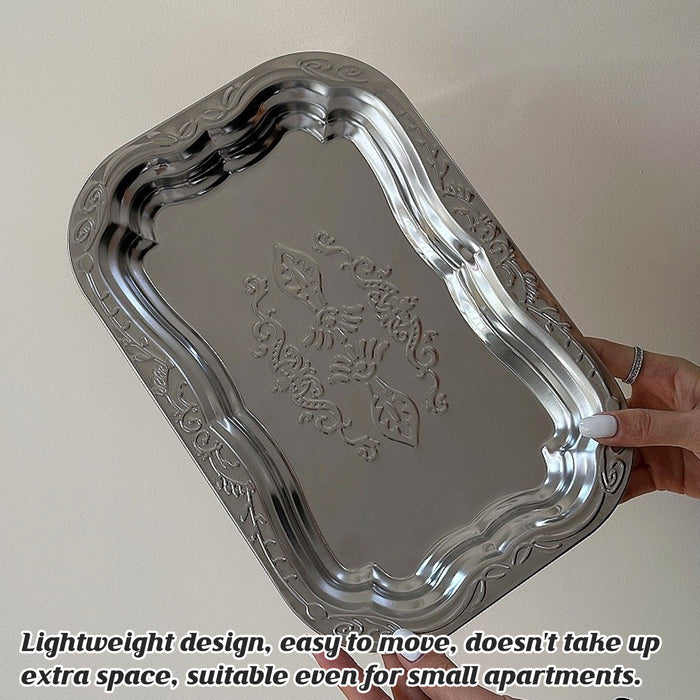 15 Pcs Embossed Silver Stainless Steel Storage Tray 30 x 20 cm