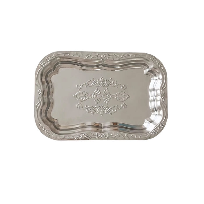 15 Pcs Embossed Silver Stainless Steel Storage Tray 30 x 20 cm