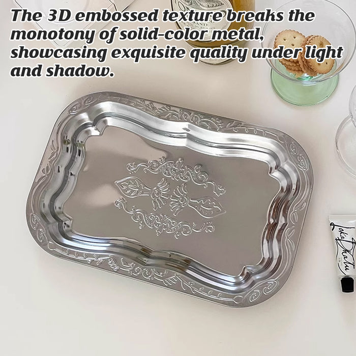 15 Pcs Embossed Silver Stainless Steel Storage Tray 30 x 20 cm