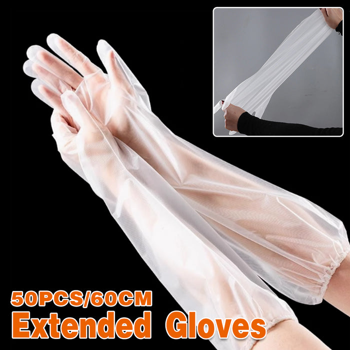 50 Pcs Waterproof Extended Arm Household Cleaning Gloves 60cm