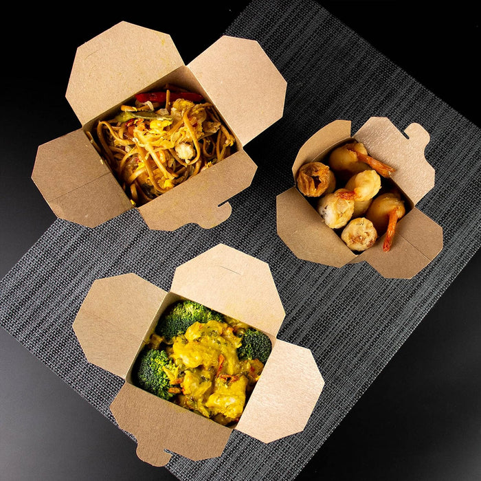 Portable Kraft Paper Lunch Box, 32oz, 50 pack