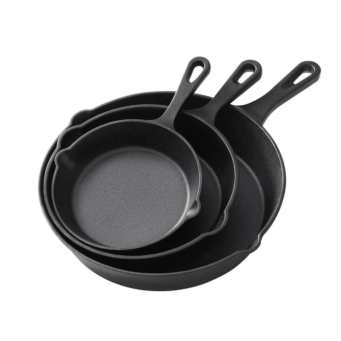 3Pcs Cast Iron Frying Pan Set Non-Stick for All Stovetops