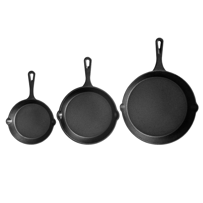 3Pcs Cast Iron Frying Pan Set Non-Stick for All Stovetops