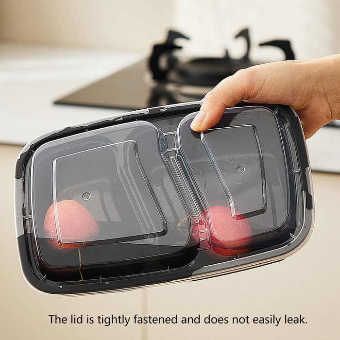 50PCS Disposable Lunch Box 900ml Microwaveable 2 Compartment Meal Container