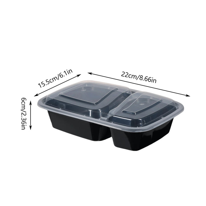 50PCS Disposable Lunch Box 900ml Microwaveable 2 Compartment Meal Container