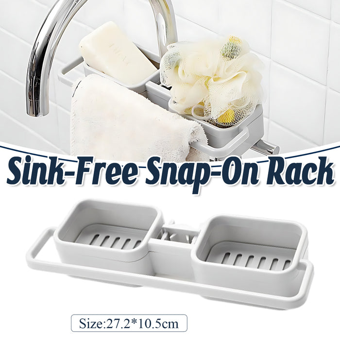 Faucet Mounted Kitchen Sink Drainer Rack, Adjustable Storage for Sponge and Soap