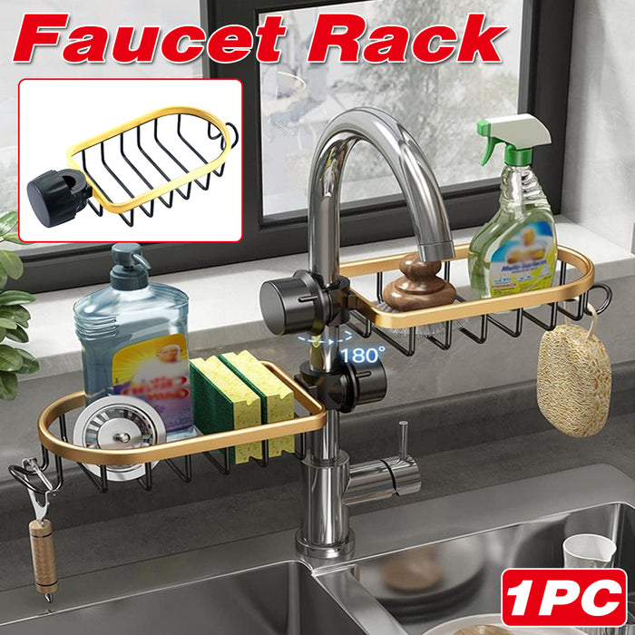 Faucet Sink Shelf Drainage Rack 180 Degree Rotatable Stainless Steel