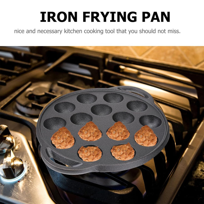 Cast Iron Takoyaki Pan 15 Holes Non-Coated for Octopus Balls and Croquettes