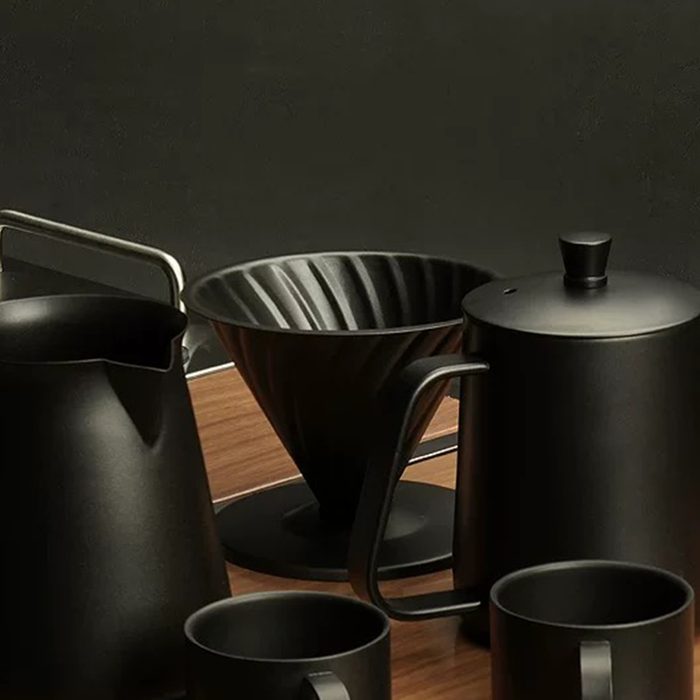Stainless Steel Coffee Filter Cup with Handle Matte Black
