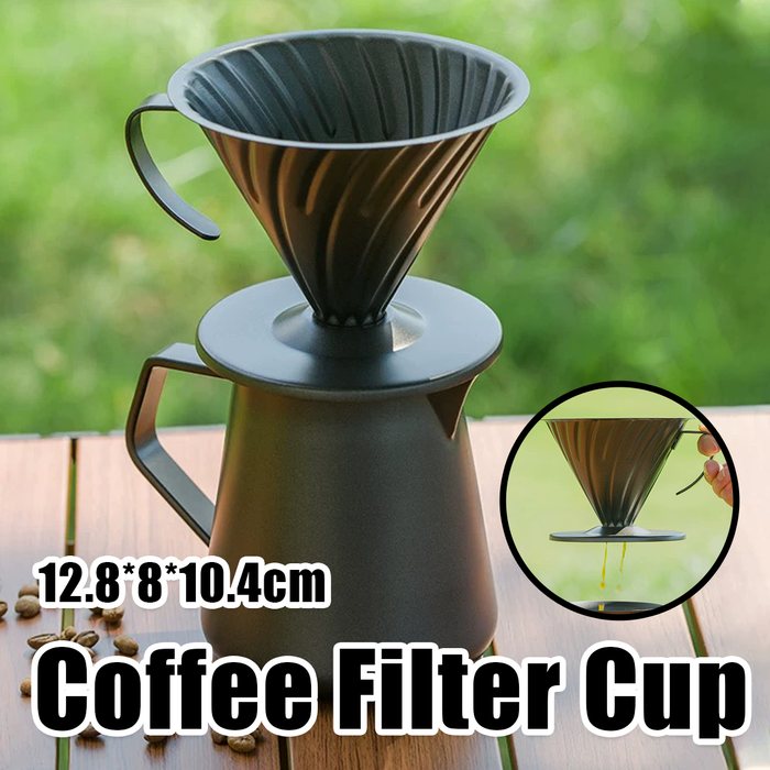 Stainless Steel Coffee Filter Cup with Handle Matte Black
