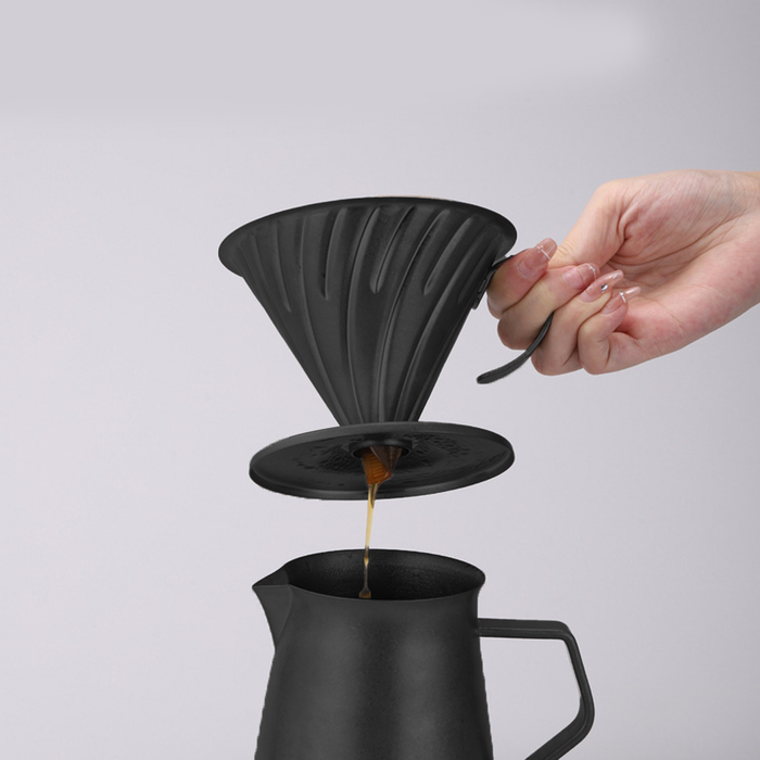 Stainless Steel Coffee Filter Cup with Handle Matte Black