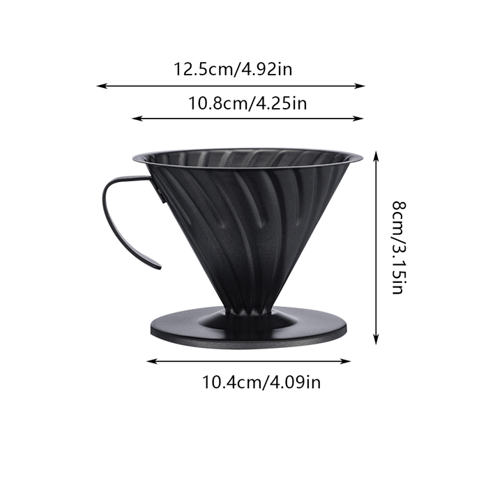 Stainless Steel Coffee Filter Cup with Handle Matte Black