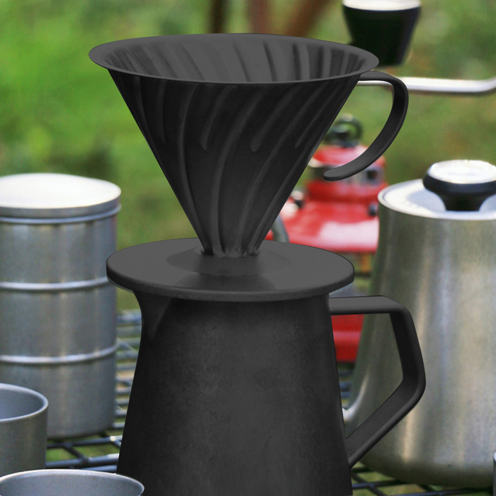 Stainless Steel Coffee Filter Cup with Handle Matte Black