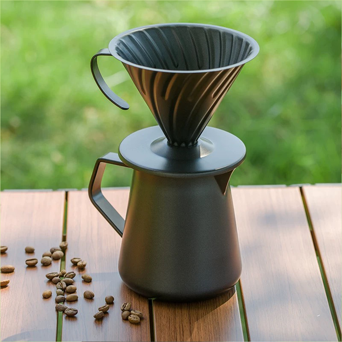 Stainless Steel Coffee Filter Cup with Handle Matte Black