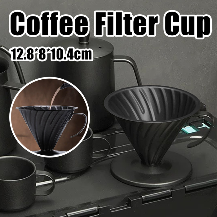 Stainless Steel Coffee Filter Cup with Handle Matte Black