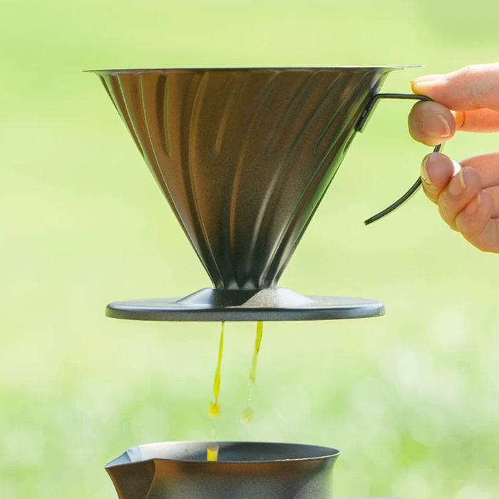 Stainless Steel Coffee Filter Cup with Handle Matte Black