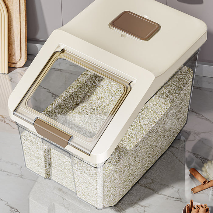 25L Transparent Rice Storage Bucket with Flip-Top Lid Seal