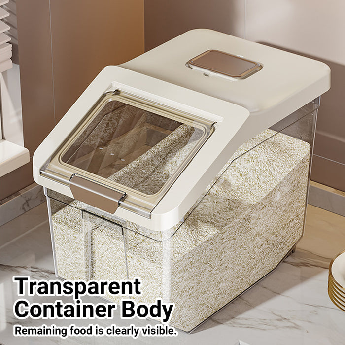 25L Transparent Rice Storage Bucket with Flip-Top Lid Seal