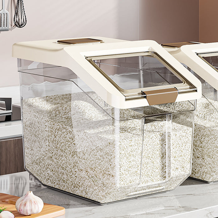 25L Transparent Rice Storage Bucket with Flip-Top Lid Seal