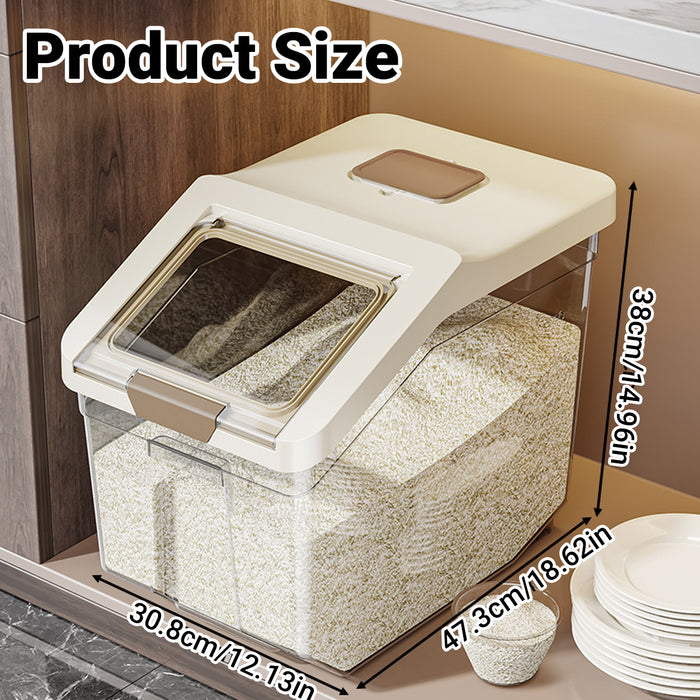 25L Transparent Rice Storage Bucket with Flip-Top Lid Seal