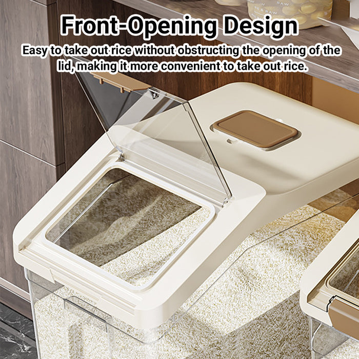 25L Transparent Rice Storage Bucket with Flip-Top Lid Seal
